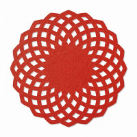 1 x FILZ Untersetzer Rund gemustert 35 cm - rot