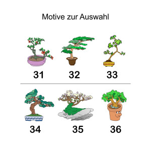 1 Bogen Adressaufkleber Bonsai mit Ihrem Text - Größe wählbar