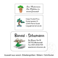 1 Bogen Adressaufkleber Bonsai mit Ihrem Text - Größe wählbar