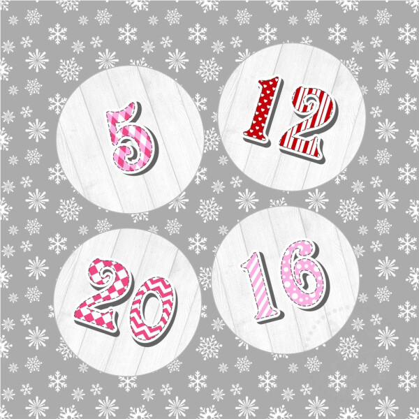 24 Aufkleber 40 mm für Adventskalender Zahlen (no.21)
