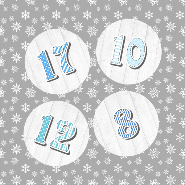 24 Aufkleber 40 mm für Adventskalender Zahlen (no.22)