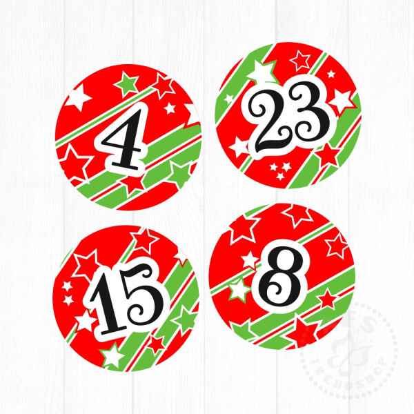24 Aufkleber 40 mm für Adventskalender Zahlen (no.25)