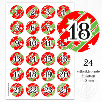 24 Aufkleber 40 mm für Adventskalender Zahlen (no.25)