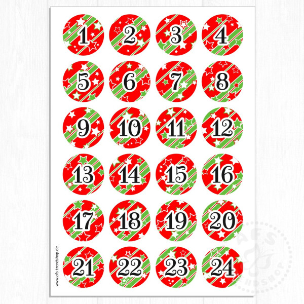 Adventskalender zum Befüllen 24 Tüten & 24 Aufkleber (no.25)
