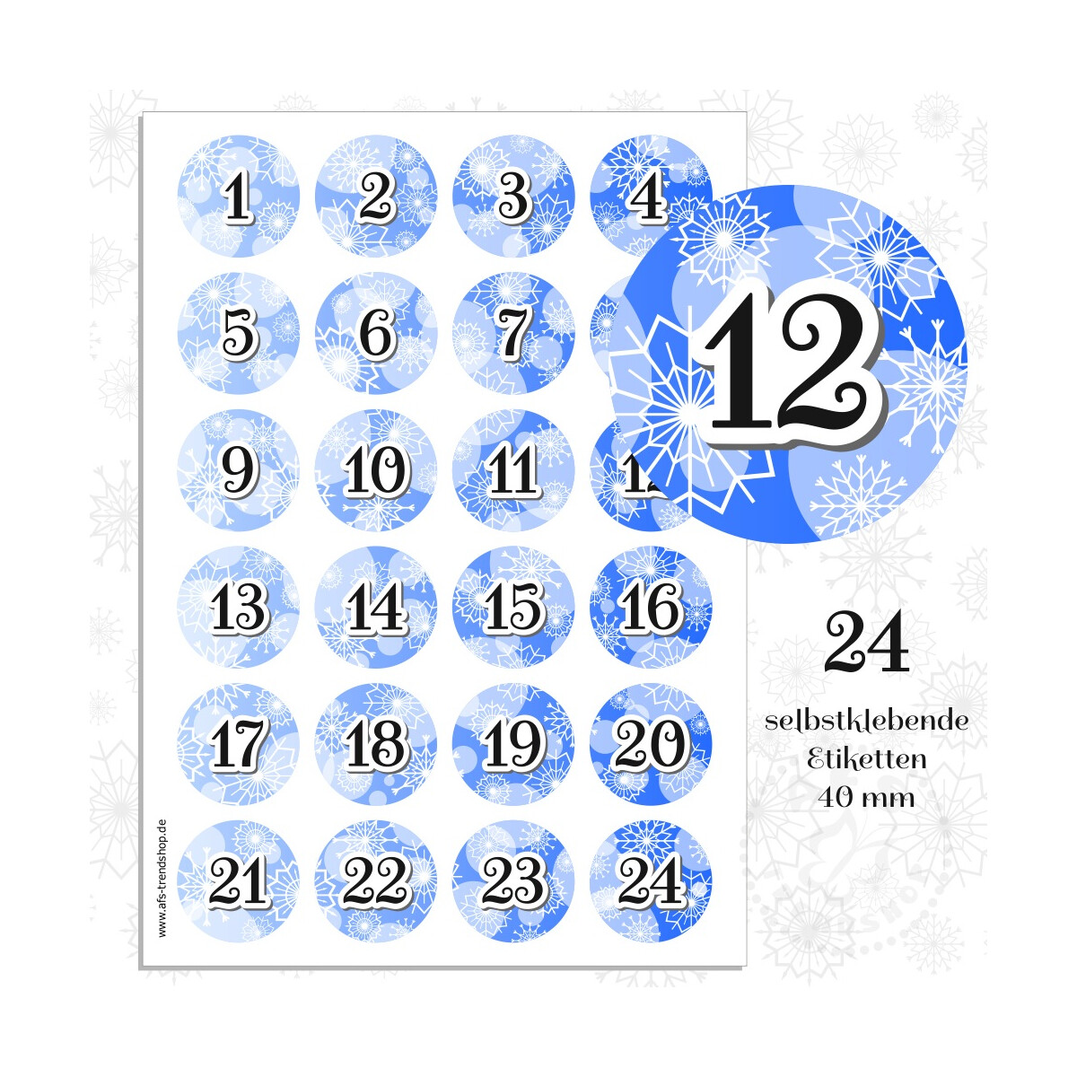 24 Aufkleber 40 mm für Adventskalender Zahlen (no.24)