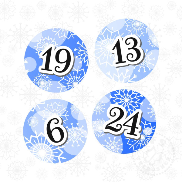 24 Aufkleber 40 mm für Adventskalender Zahlen (no.24)