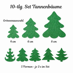 FILZ Tannenbaum 10er Set 6 cm - tannengrün