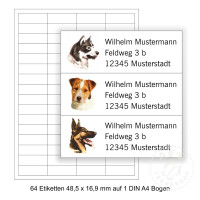 64 Adressaufkleber 48,5 x 16,9 mm Motiv Hund