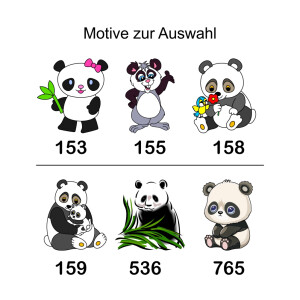 1 Bogen Adressaufkleber Panda mit Ihrem Text - Größe wählbar