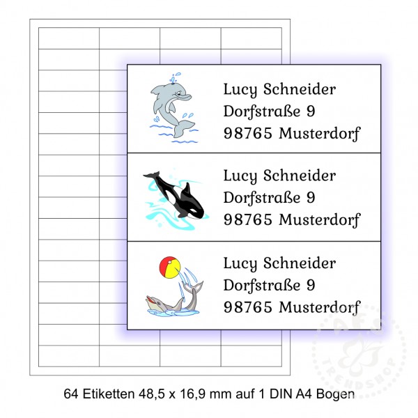 1 Bogen 48,5 x 16,9 mm/64 St.